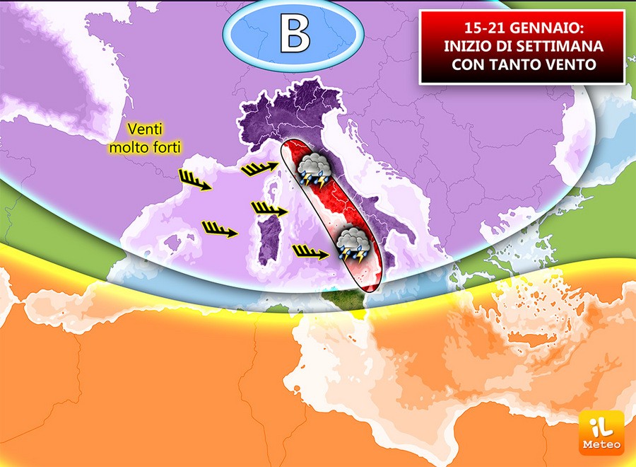 Il tempo della settimana vento forti tra il 16 e il 17