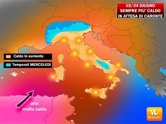 Caldo in aumento sull'Italia
